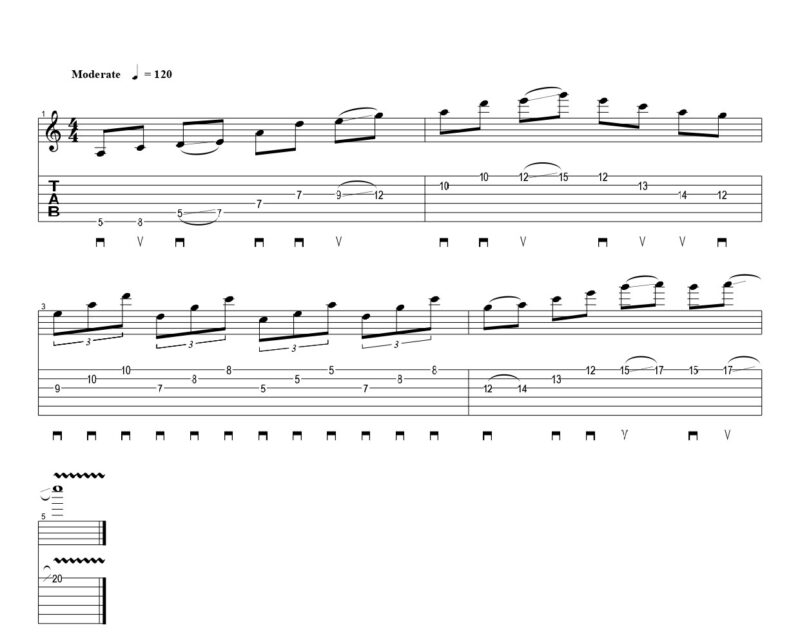 練習フレーズ3：エコノミーピッキングで弾くペンタートニックスケールのギターソロ